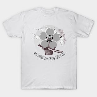 Kawaii sakura samurai grumpy cherry blossom T-Shirt